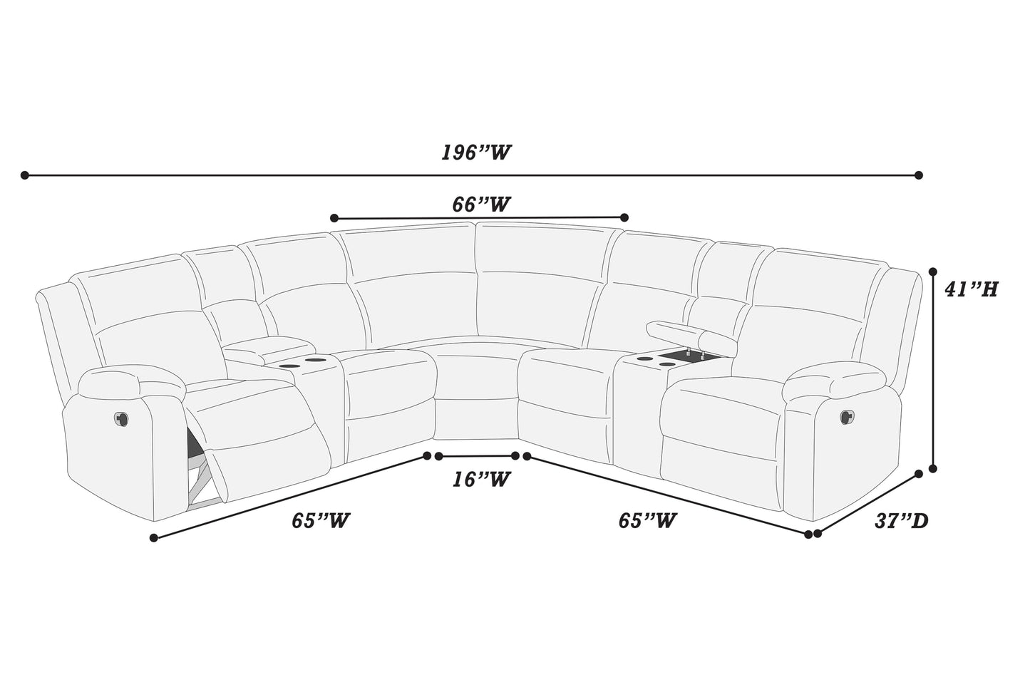 ERYE Oversized L-Shaped Power Reclining Sectional Sofa W/2 Console, Cupholders and USB Ports,Corduroy Power Motion Symmetrical Recliner Couch for Living Room Home Theater
