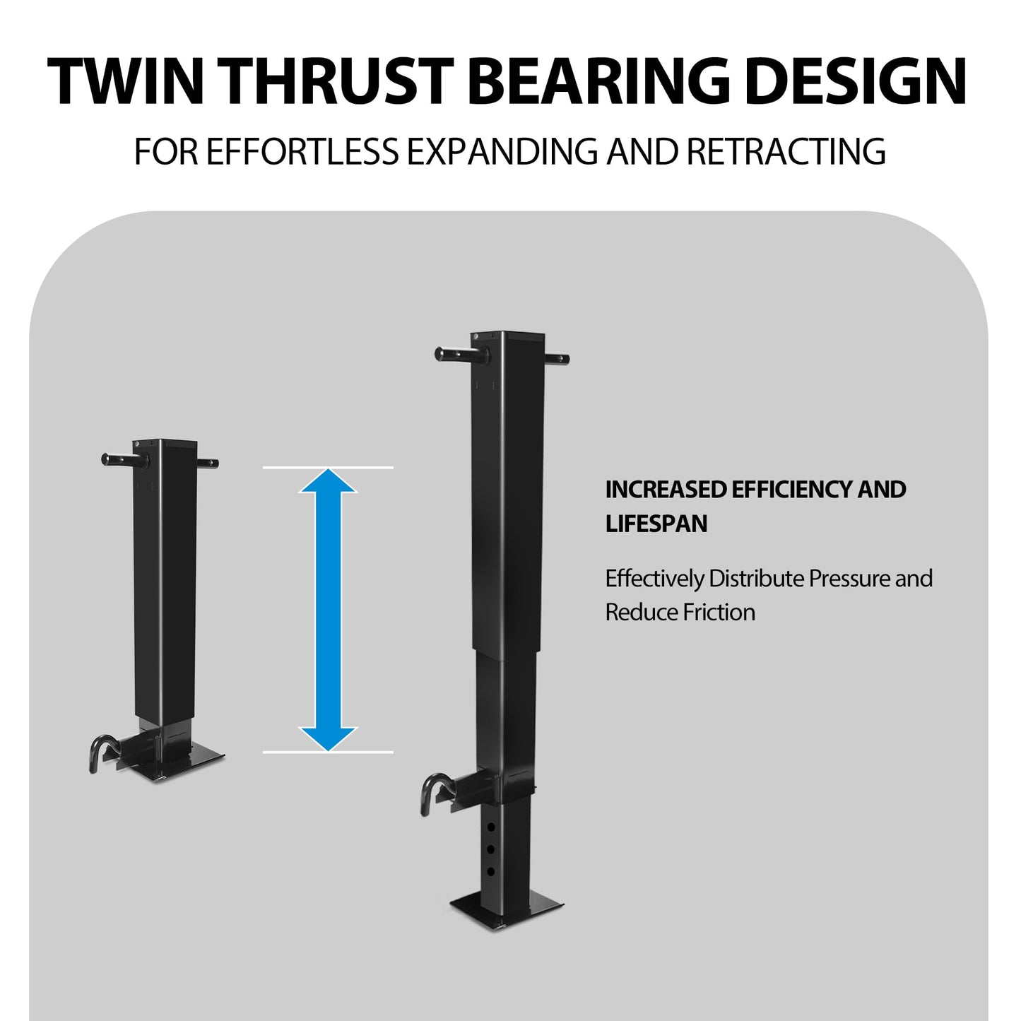 POLESTAR 12000lbs Capacity Heavy-Duty Trailer Jack, Sidewind Square Direct Weld-on Jack, Side Pull Pin with Handle Crank, Adjustable Drop Leg, 26" Travel for Lift Utility Trailer, RVs, Campers, Boat
