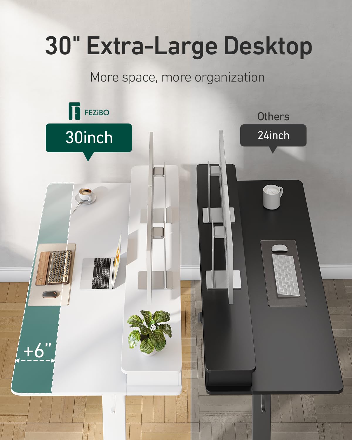 CubiCubi 60" x 30" Standing Desk with Drawers, Height Adjustable Electric Workstation, Computer Sit Stand Up Table with Large Storage Shelf 4 Drawers and 2 Hooks, White