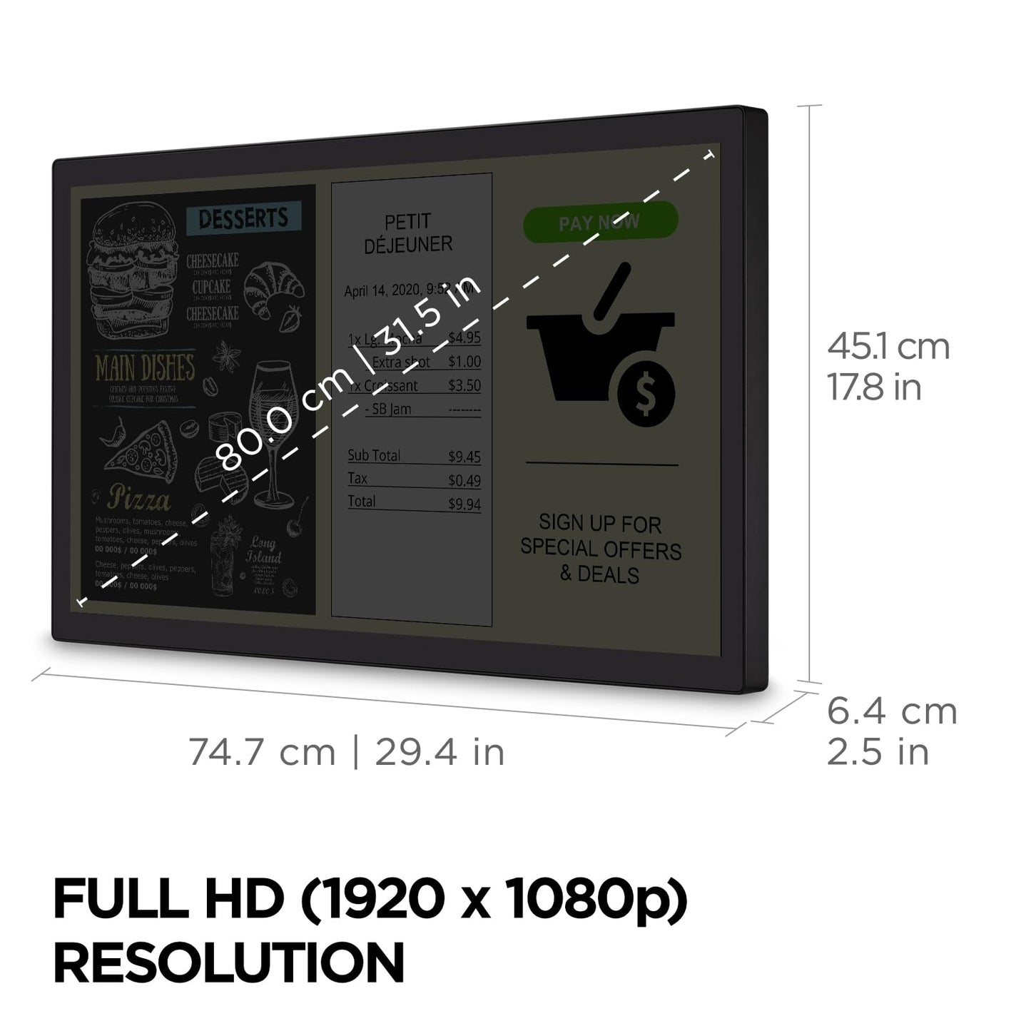 ViewSonic TD3207 32 Inch 1080p Touch Screen Monitor, 10-Point Multi-Touch for Information Kiosks and Public Displays, 7H Hardness Glass, Advanced Ergonomics, HDMI, DisplayPort, USB