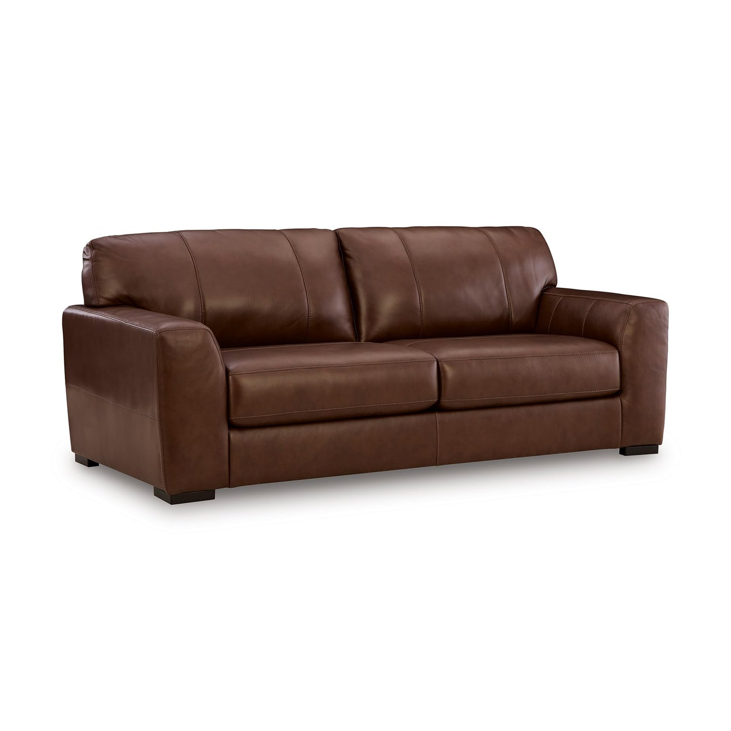 Signature Design by Ashley Creazzo Modern Leather Match Sofa with Loose Seat Cushions and Non-Skid Legs, Dark Brown