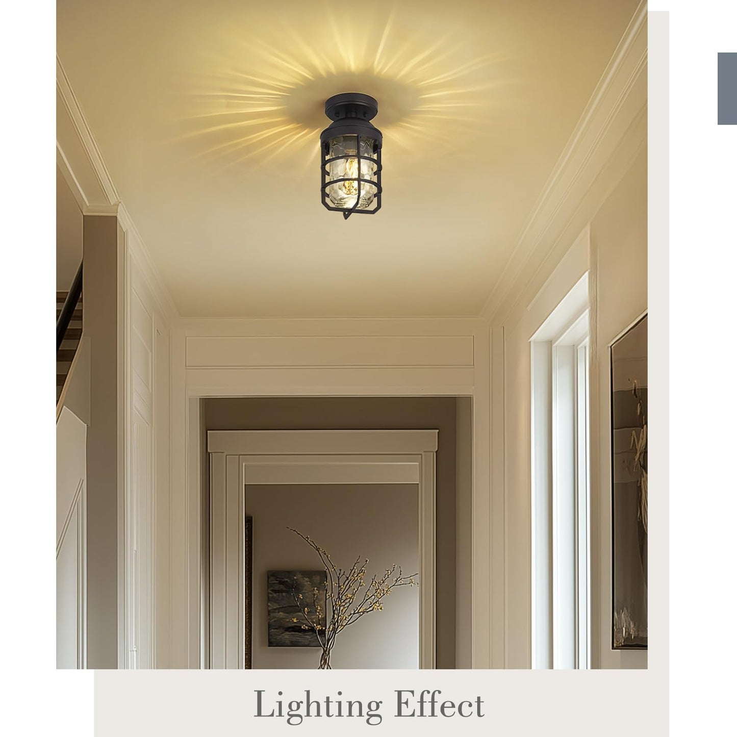 Emliviar Semi-Flush Mount Ceiling Lights, Water Ripple Glass Shade, 2 Pack, Oil Rubbed Bronze, Model GE255LF-2PK ORB-WG