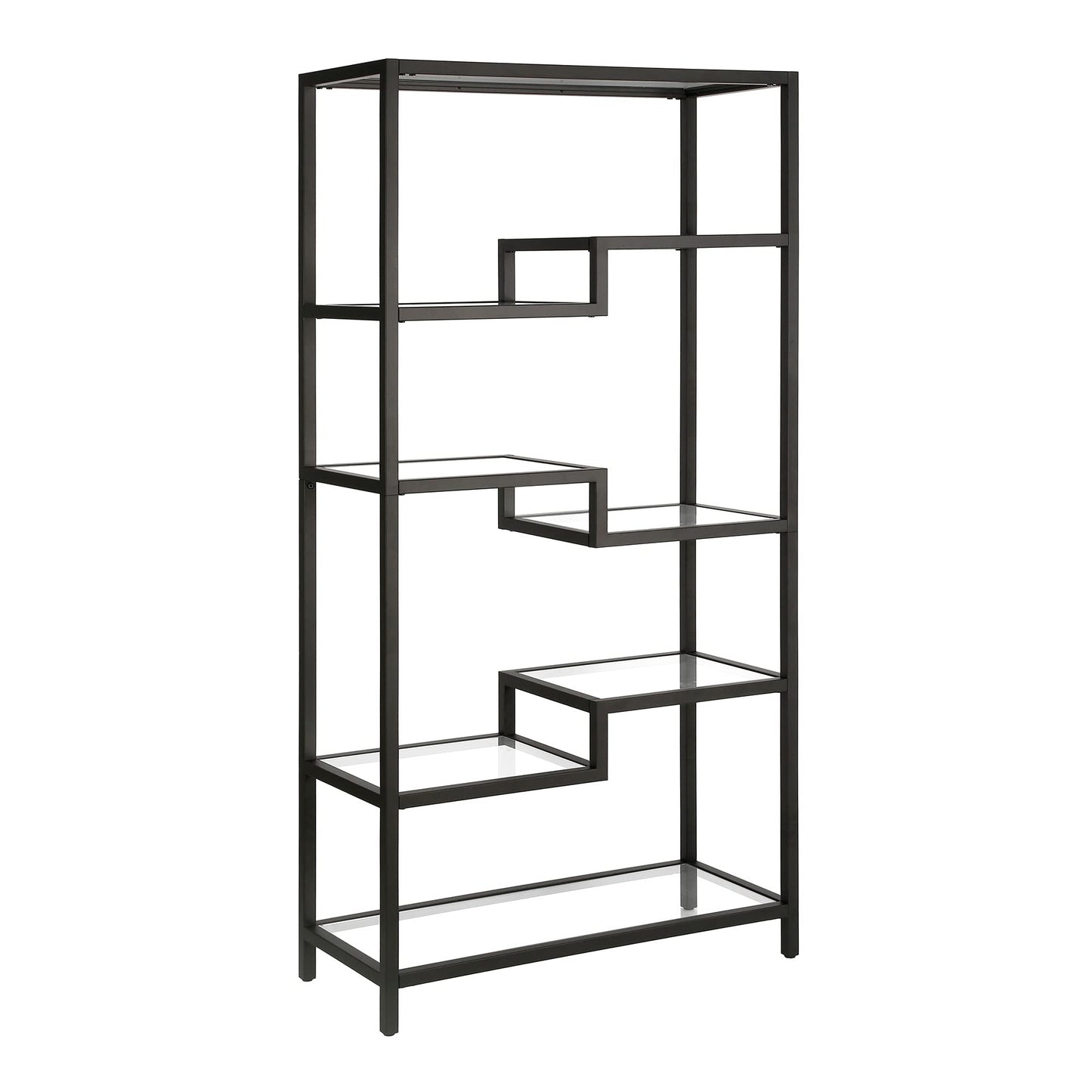 Henn&Hart 68" Tall Rectangular Bookcase in Blackened Bronze, for Home Office, Living Room