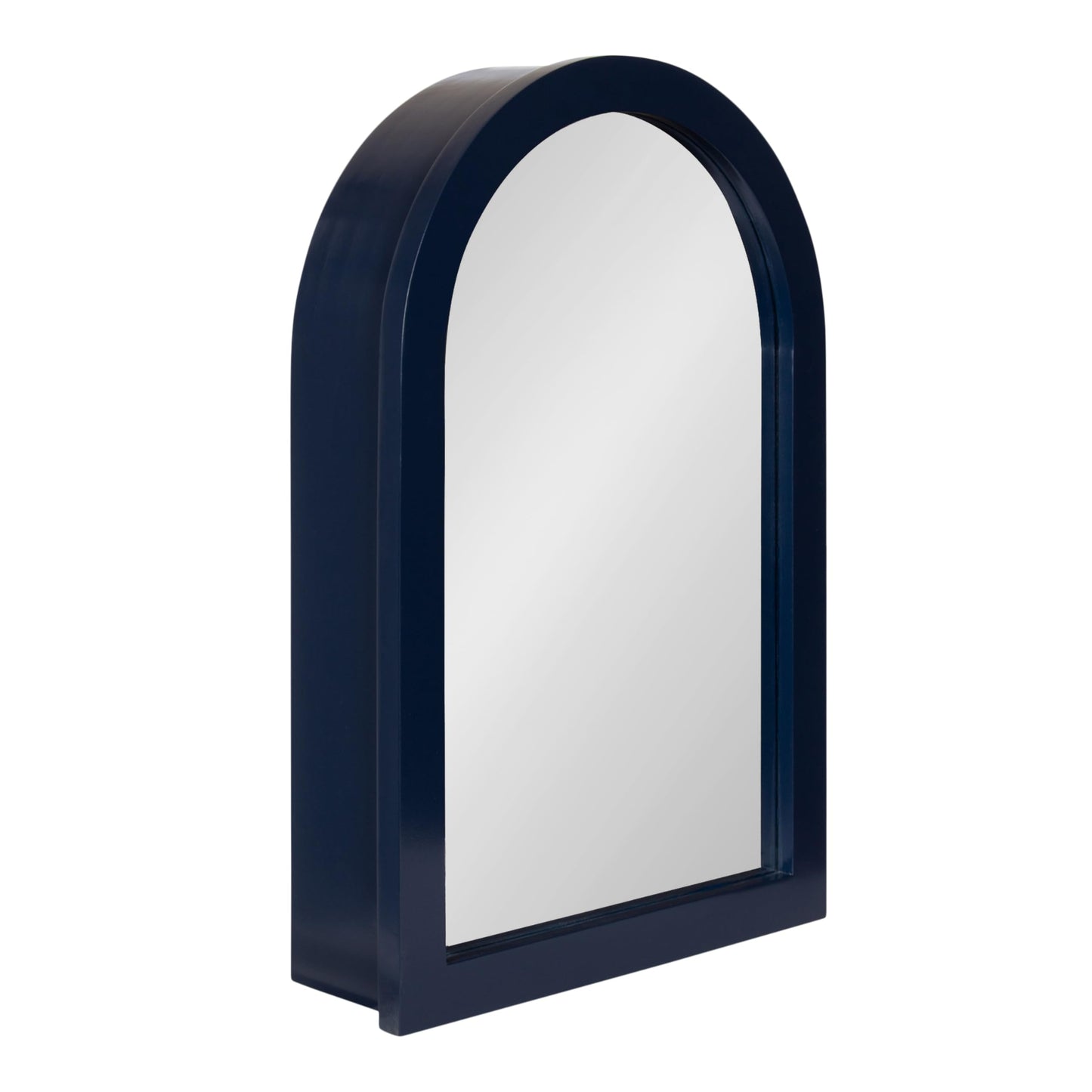 Kate and Laurel Arcott Modern Arched Bathroom Cabinet with Mirror, 20 x 6 x 30, Navy Blue, Coastal Wooden Bathroom Mirror with Storage for Bath Medicine Cabinet or Over-the-Toilet Storage Option