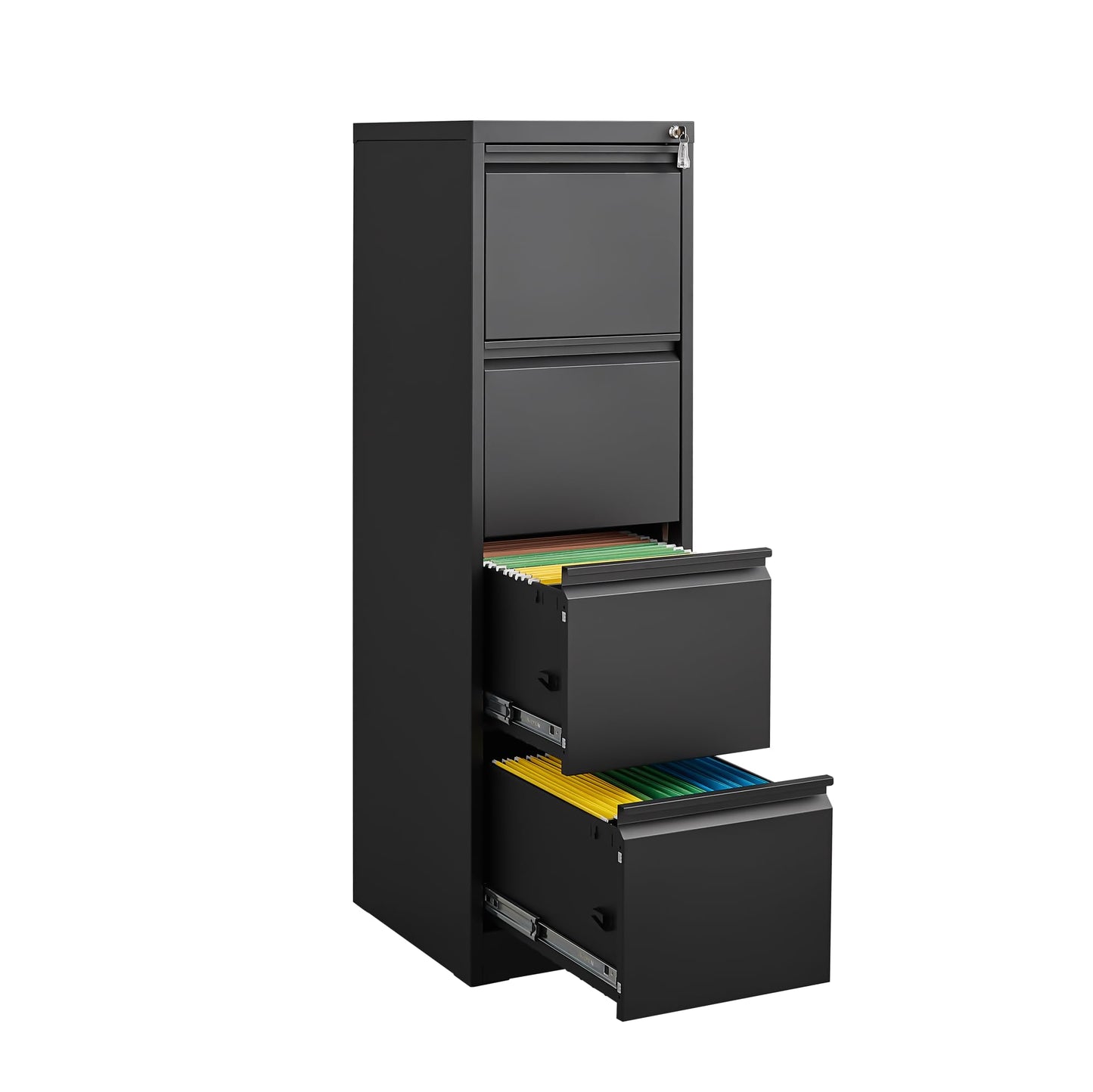 MilleLoom 4 Drawer File Cabinet with Lock,Heavy Duty Vertical Filing Cabinets for Home Office, File Storage Cabinet for Letter/Legal/A4/F4 Size File,Assembly Required
