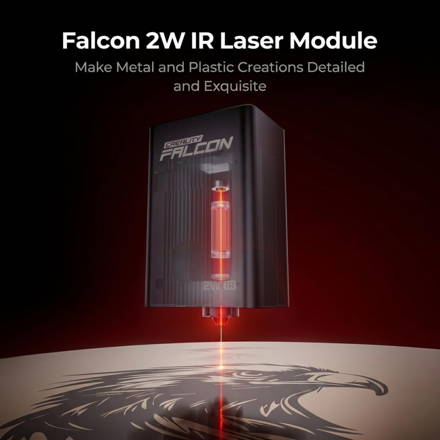 Creality Falcon 2W IR Laser Module, 1064nm Infrared Laser Head Dedicated for Falcon A1 Pro Laser Engraver, High-Precision Metal & Plastic Jewelry Engraving, 600mm/s High Speed, Easy Installation