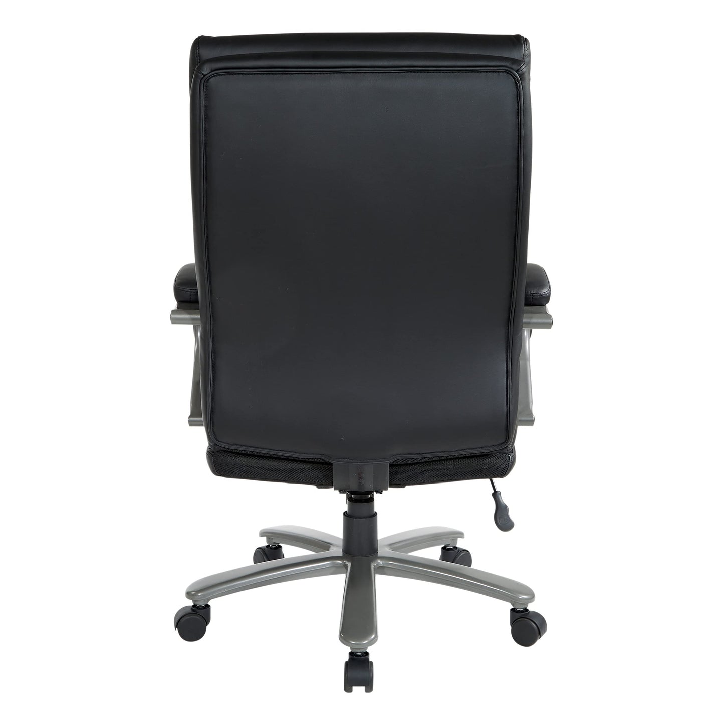 Office Star ECH Series Big and Tall Bonded Leather High Back Executive Chair with Lumbar Support, Padded Loop Arms and Titanium Base, Black