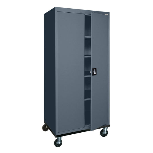 Sandusky Lee TA4R362472-02 Transport Series Mobile Storage Cabinet with Wheels, Adjustable Shelves, 230lb Capacity, 24" Depth x 36" Width x 78" Height, Charcoal