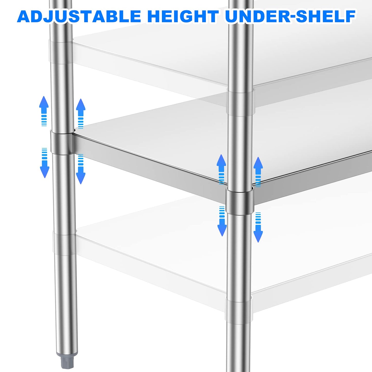 Stainless Steel Table for Prep & Work, 24x70 Inches, Metal Commercial Heavy Duty Table with Adjustable Under Shelf for Restaurant, Home and Hotel