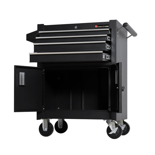TANKSTORM 4-Drawer Rolling Tool Chest with Cabinet, Heavy Duty Metal Tool Box on Wheels, Lockable Rolling Tool Cabinet with Drawers & Doors, Garage Tool Storage Organizer for Workshop, Repair Shop