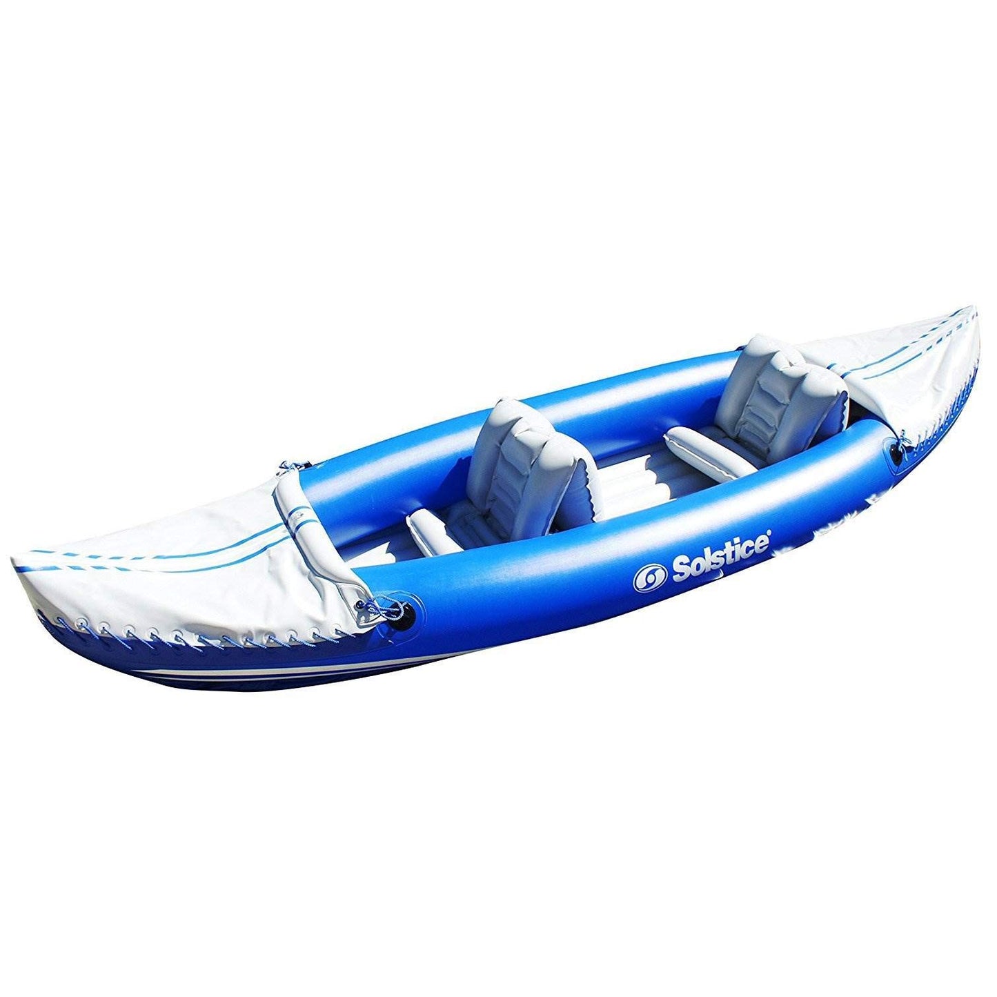 SOLSTICE Inflatable Kayak Boat – Durable, Portable & Adventure-Ready, Heavy Duty PVC – 2 Blow Up Seats & Spray Skirt, 1-2 Person Tandem, Rogue, Blue, 10'6"