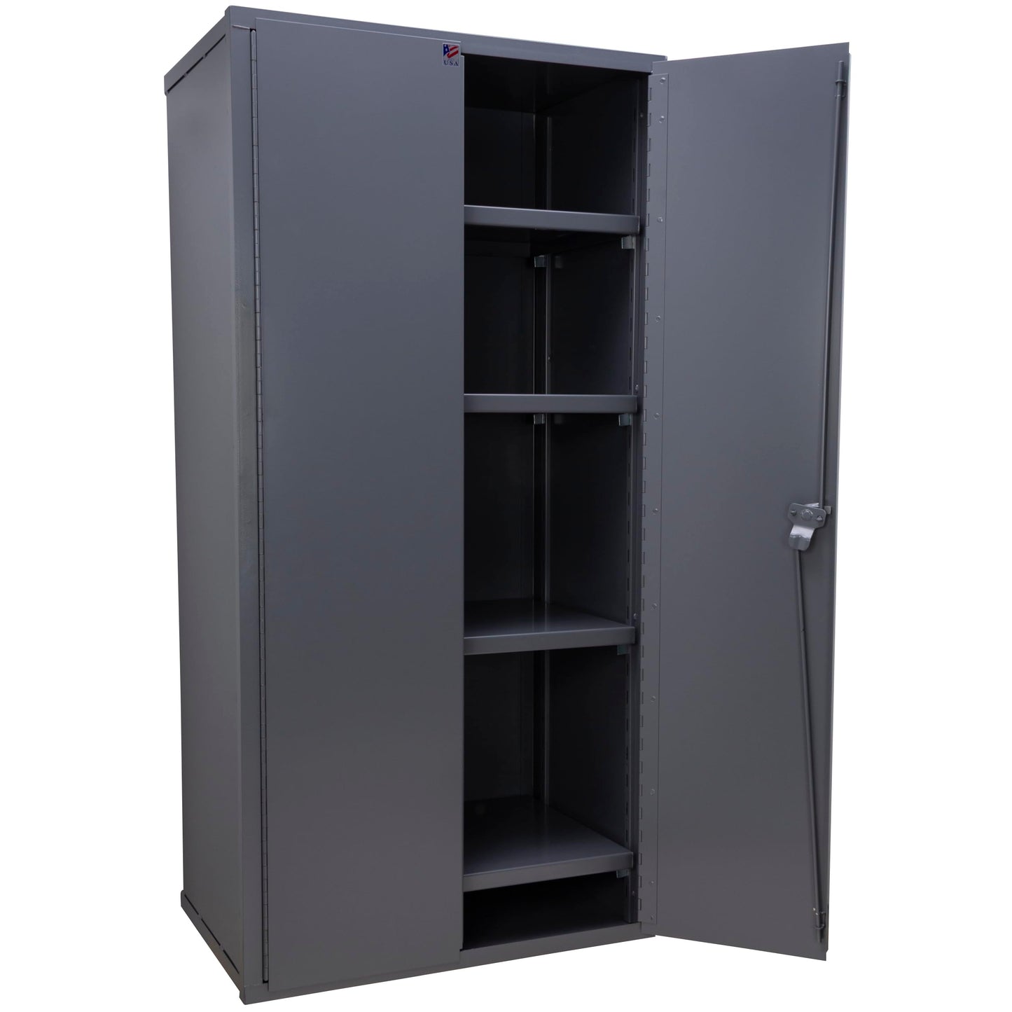Jamco Extra Heavy Duty Steel Storage Cabinet with Solid Lockable Doors, 14-Gauge All-Welded Metal Cabinet, 4 Adjustable Shelves, 7,200 lbs Capacity, 24" D x 36" W x 74" H, Gray