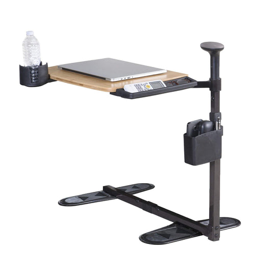 Signature Life Independence Tray Table, Bamboo Swivel TV-Tray, Adjustable Laptop-Table with Ergonomic Stand Assist Safety Handle, Independent Living Aid