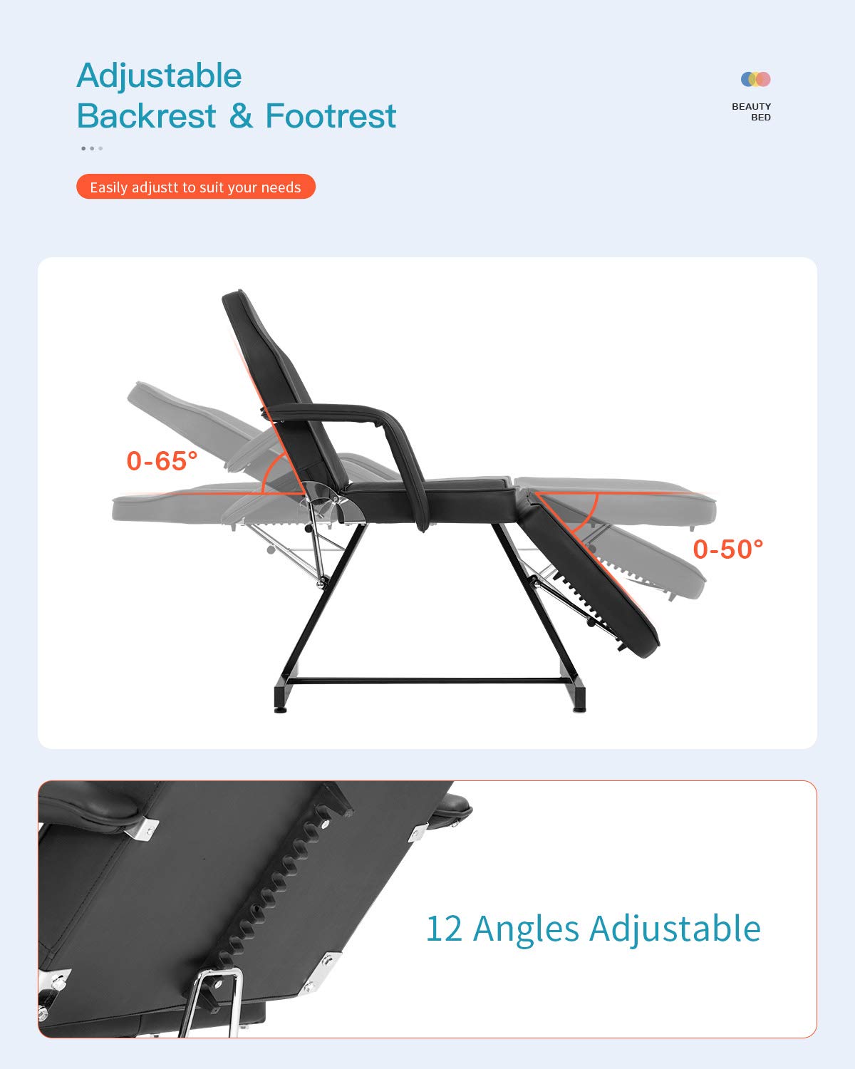 BestMassage Multipurpose Massage Table Massage Bed Spa Salon Facial Bed 74 Inch Long Adjustable Folding Massage Table Tattoo Chairs Salon Massage Equipment