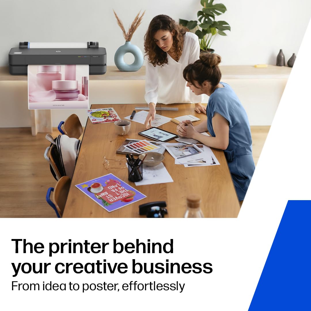 HP DesignJet T210 Large Format 24-inch Poster Printer, for Easy Poster & CAD Printing. Includes up to 1-Year of Ink (8AG32L) - New Model