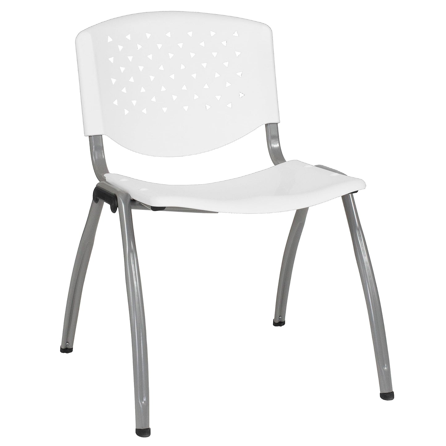 Flash Furniture HERCULES -5 Pack 880 lb. Capacity White Plastic Stack Chair | Comfortable Seating with Durable Design