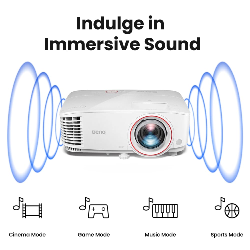 BenQ TH671ST | 1080p Short Throw Gaming Projector |Mode for Intense Low Input Lag Action | 3000 Lumens | Auto Vertical Keystone | Universal Connectivity | Built in Speaker