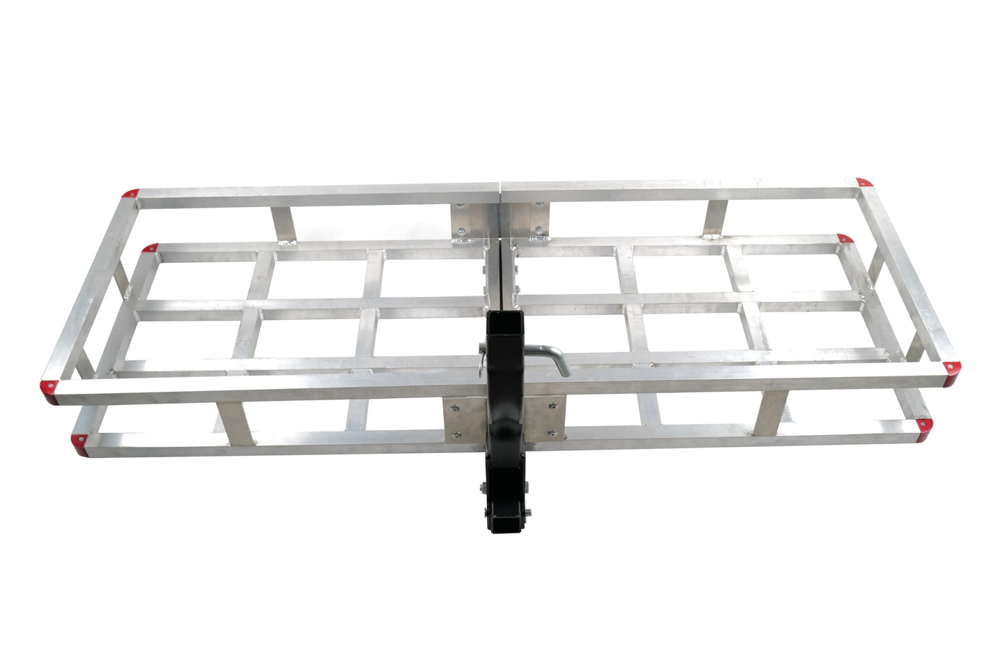 60 x 20 x7 Aluminum Cargo Carrier Hitch Mount - 500lb Heavy Duty Folding Luggage Rack - Powder Coated 2" Angled Shank for Ground Clearance - Rustproof Vehicle Cargo Basket for SUV & Truck Storage