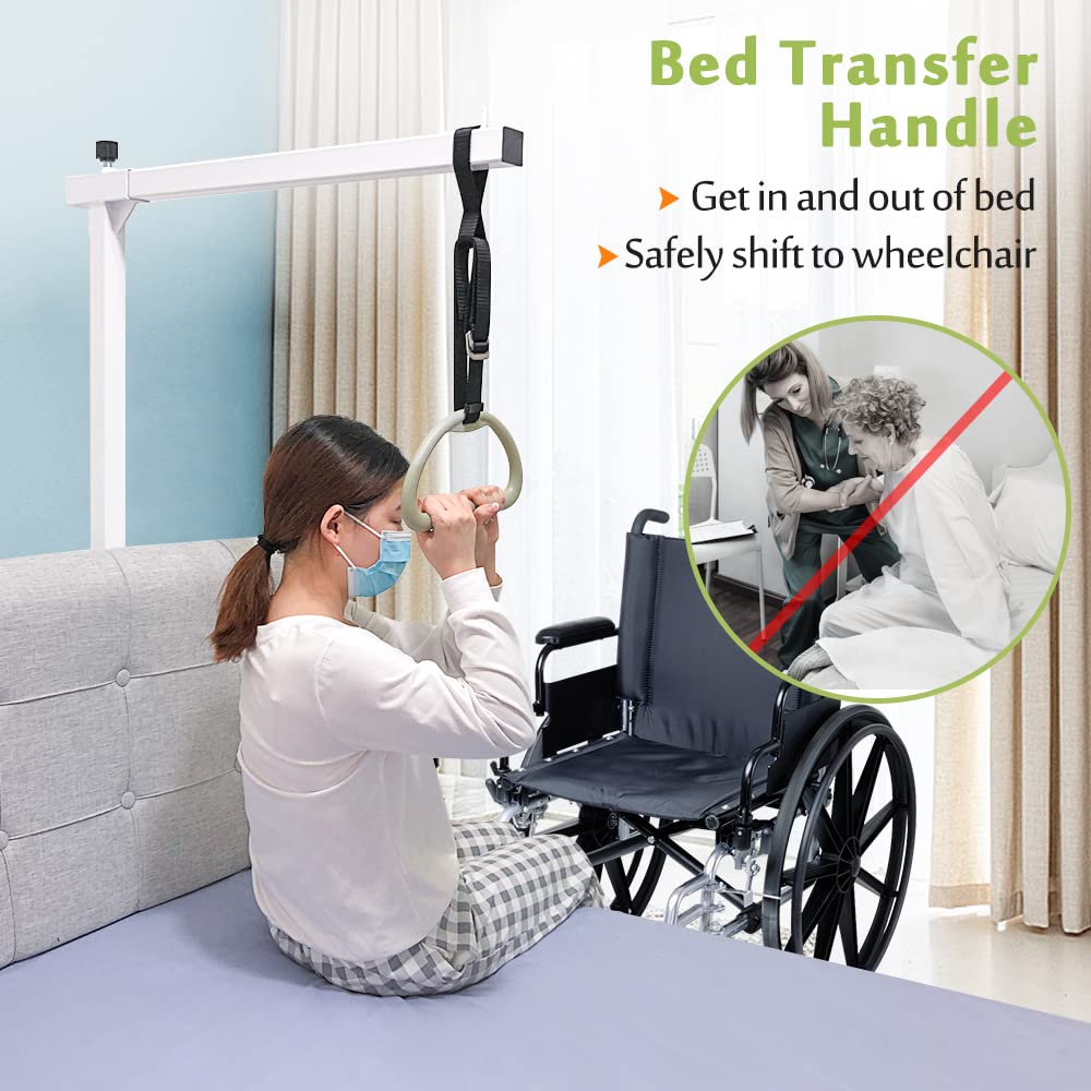 Mybow Trapeze Bar for Bed Mobility Aids, Bedside Pull Up Bar, Bed Lift for Elderly Seniors Transfer Rail, Medical Trapeze for Hospital Bed Standing Helper, Handicap Bariatric Bed Handle
