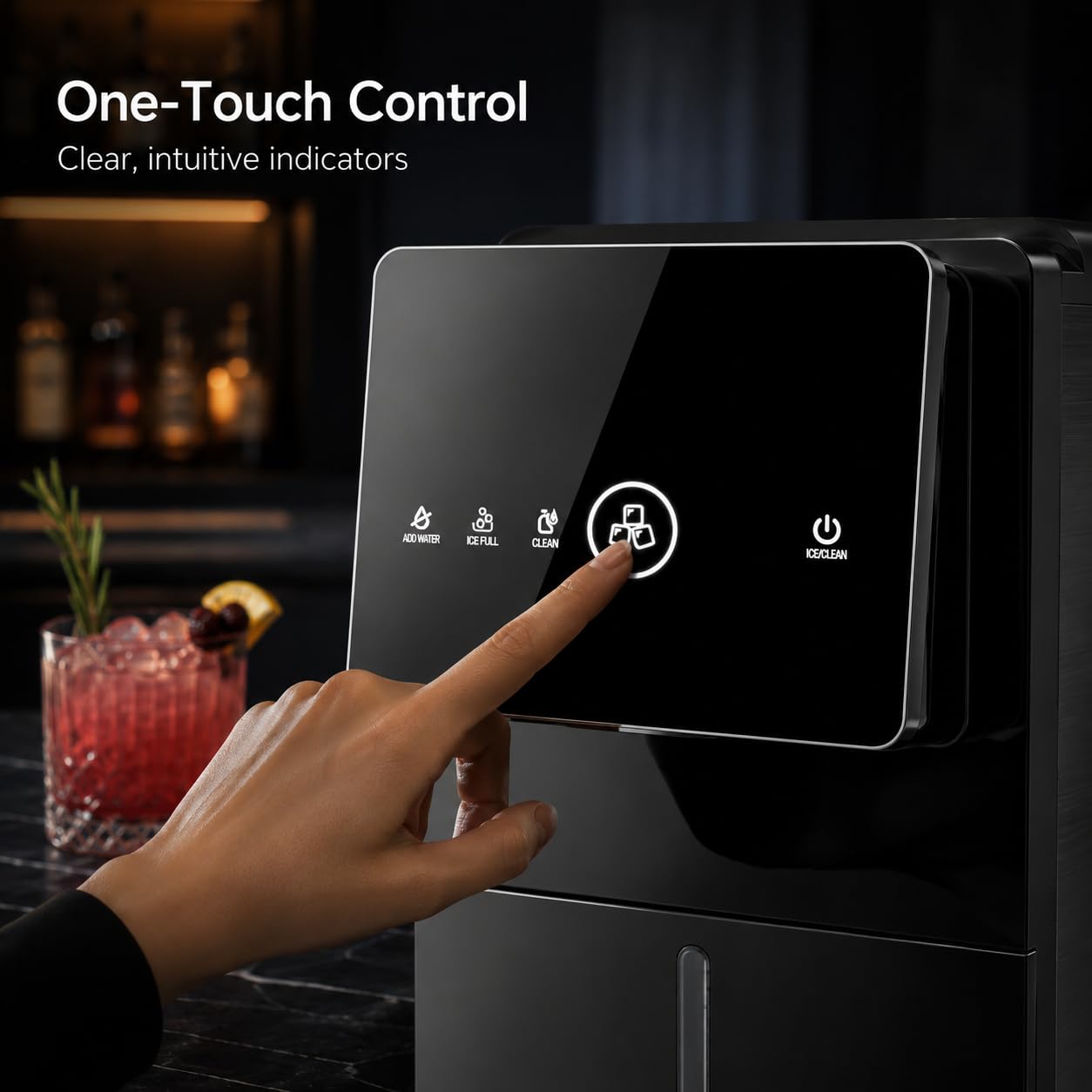Kismile Nugget Ice Maker Countertop, 33LBS/24H Ice Machine with Soft Chewable Ice, One-Click, Self-Cleaning Function, Stainless Steel Ice Maker with Indicator Lights for Home/Kitchen(Black)
