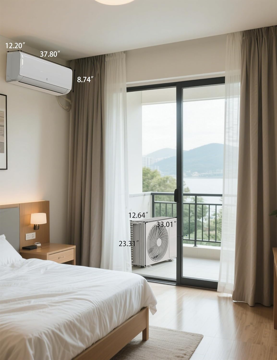 18000 BTU Mini Split Air Conditioner/Heating System, 19 SEER2 Inverter Ductless AC Unit Combo with Heat Pump, WiFi & Remote Control, 5 Modes, Cools/Heats Up to 1,250 Sq.Ft, Complete Installation Kit