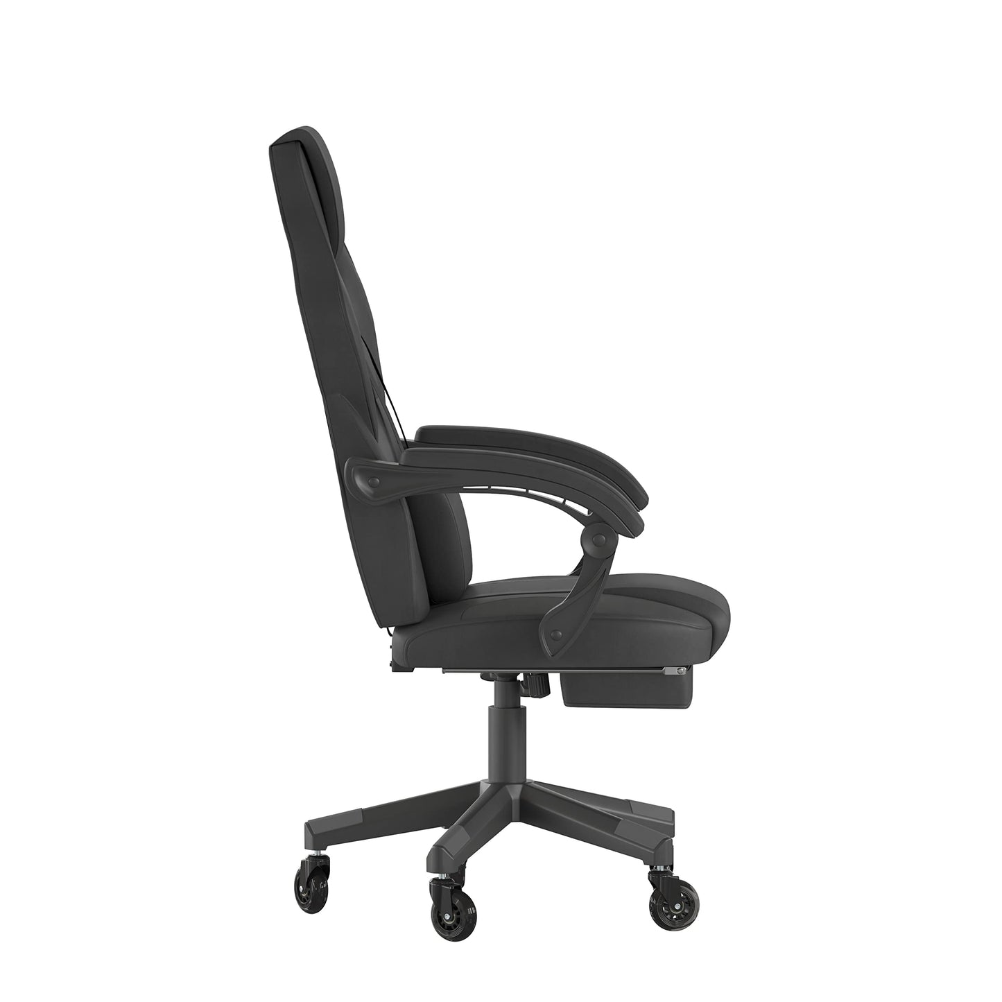 Flash Furniture X40 Gaming Chair Racing Computer Chair with Fully Reclining Back/Arms and Transparent Roller Wheels, Slide-Out Footrest, - Black