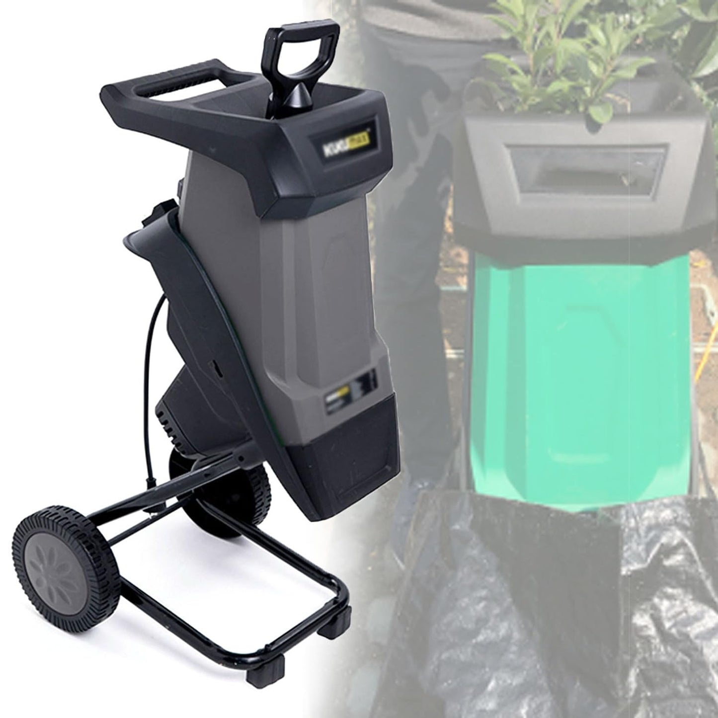 40mm Tree Branch Shredder, 4500rpm Portable Electric Garden Wood Chipper, 2400W 110V/220V Multifunctional Leaf Shredder with 50L Collection Bag&30m Power Cord, for Shredding Hedge Scrap, Bush Waste