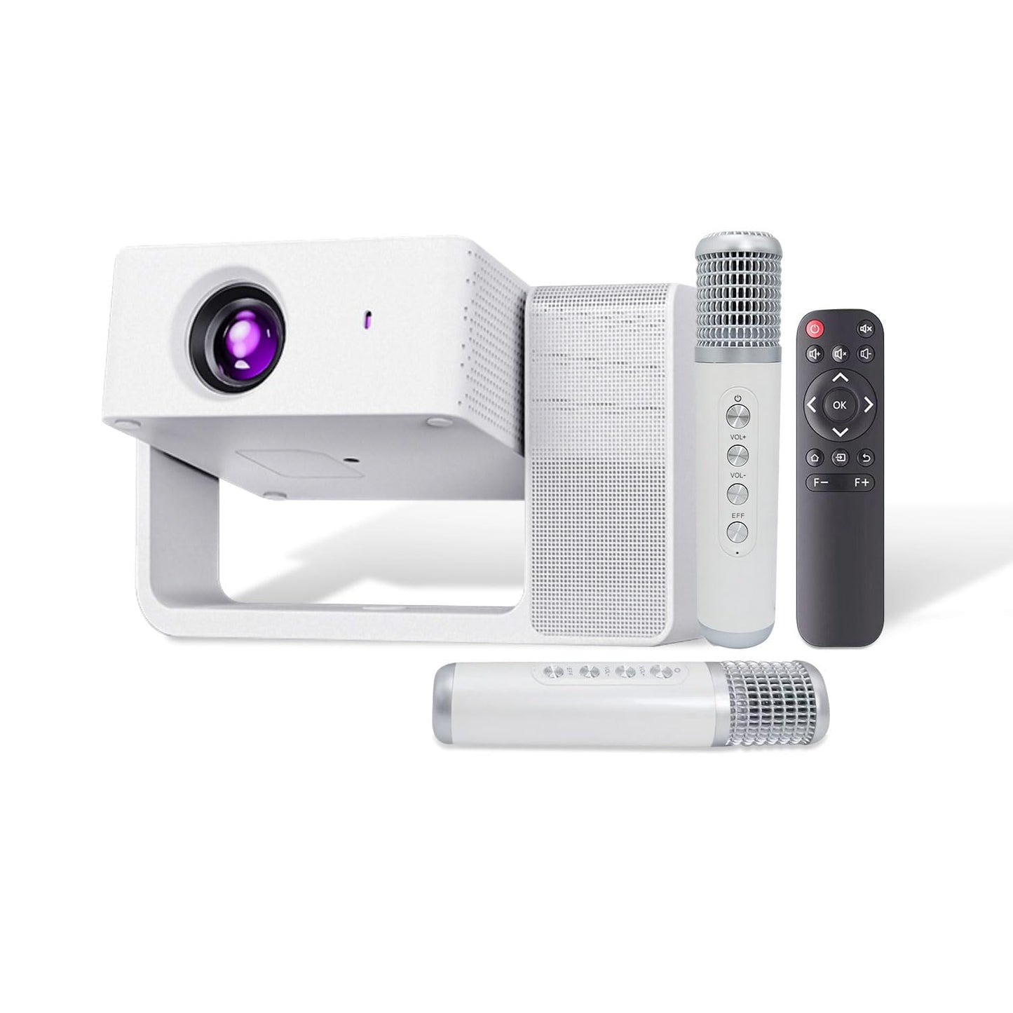 LERMAYAL Smart Projector with WiFi and Bluetooth, 3-in-1 Karaoke Speaker & Movie Projector, Native 1080P/4K Support, Electric Focus & Auto Keystone, Portable Outdoor Projector for Home Ceiling Theater