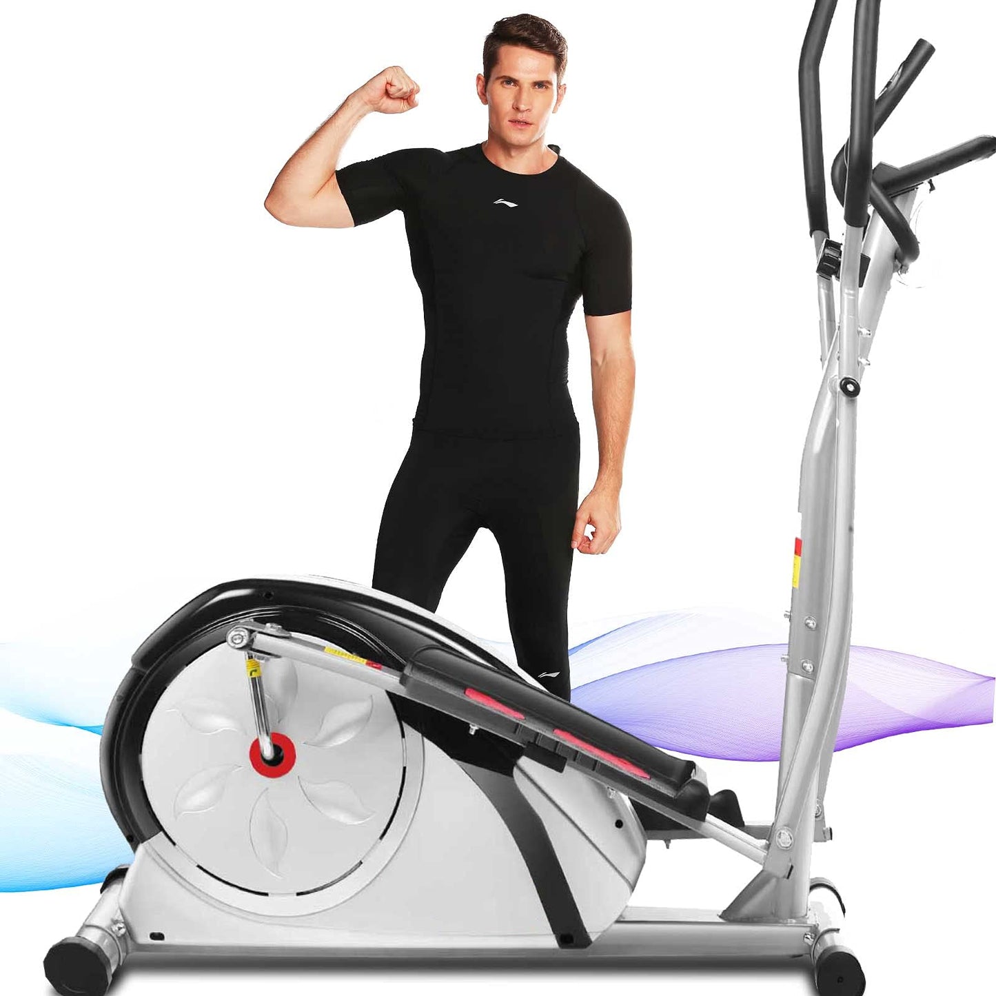ANCHEER Elliptical Exercise Machine, Elliptical Trainer for Home Gym, Exercise Equipment 500Lbs Max Weight, Ultra-Silent Elliptical Machine, with Pulse Rate Grips & Smooth Resistance Levels