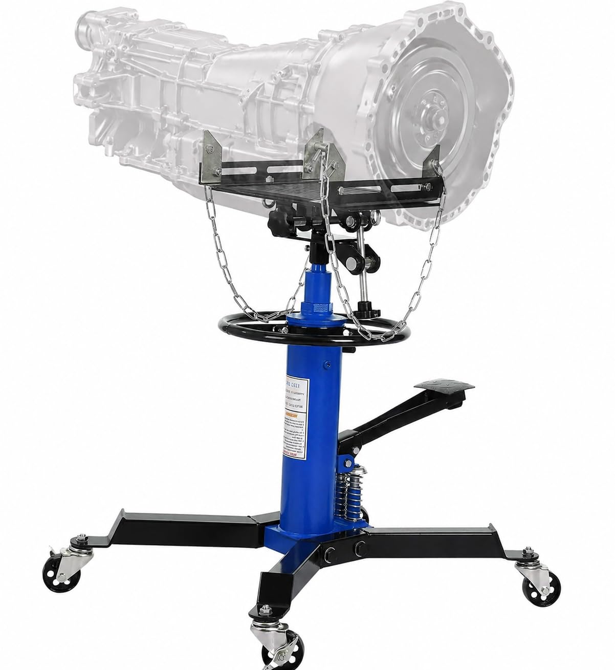1322 LBS Transmission Jack High Lift 2-Stage Hydraulic Telescopic Stand, 33.5"-69" Height, Foot Pedal & 360° Swivel Wheels, Heavy Duty Transmission Lift for Car, Truck, Garage