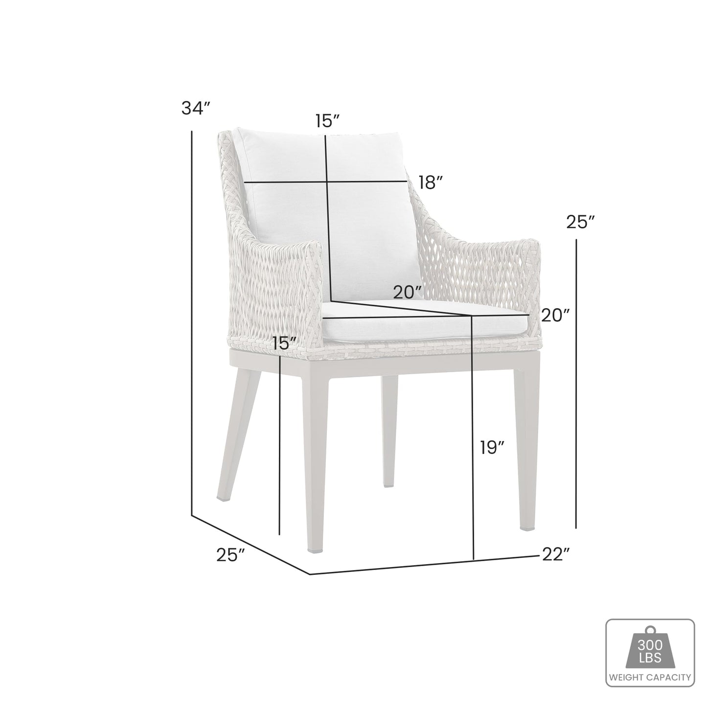 Armen Living Silvana Outdoor Wicker and Aluminum Gray Dining Chair with Beige Cushions - Set of 2