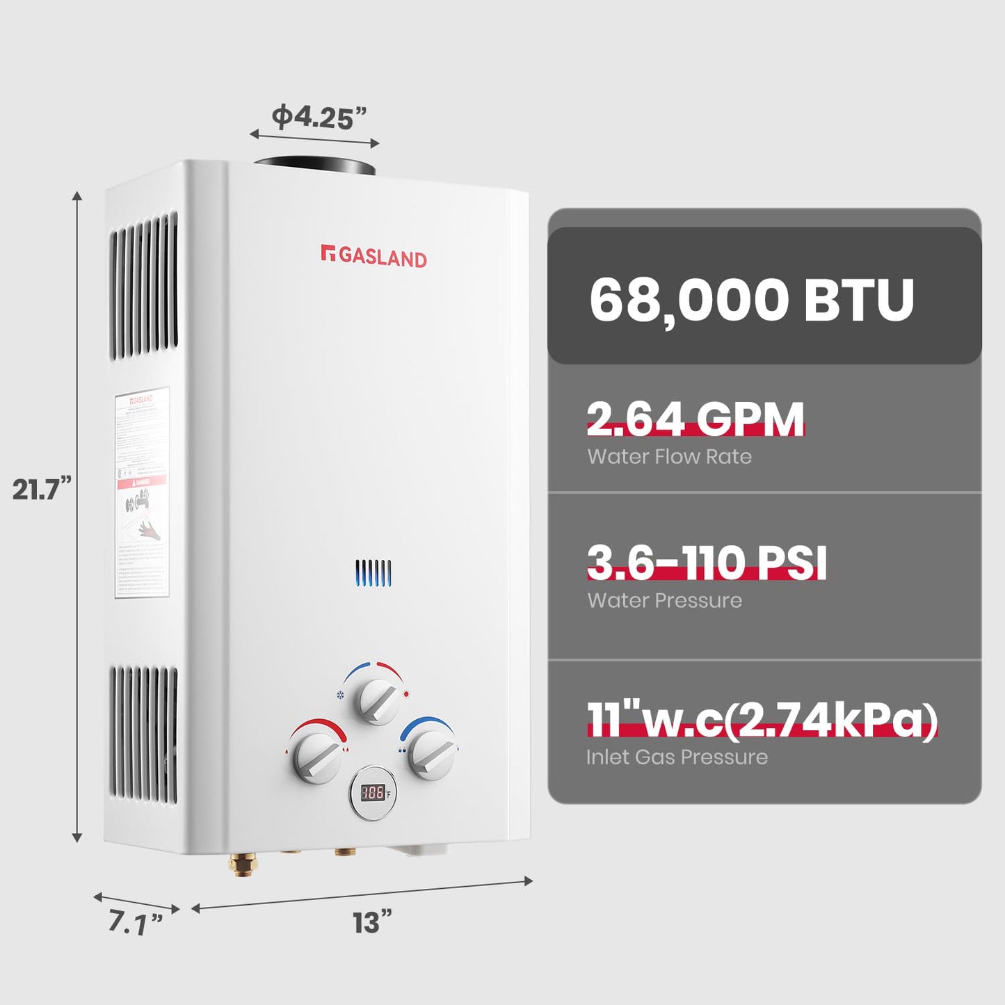 GASLAND 2.64 GPM Tankless Water Heater Propane 10L, Portable Propane Water Heater with Pump & Pipe Strainer for Camping and Off Grid Cabins, Outdoor On Demand Hot Water Heater for Above Ground Pool