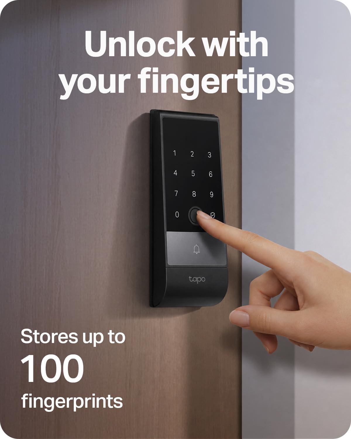 Tapo Smart Door Lock Wi-Fi Deadbolt, Palm & Fingerprint Recognition, Keyless Entry, in-App Monitoring with Scheduled Access, 1-Year Rechargeable Battery, Auto-Lock, IP65, Fits Standard Doors, DL130