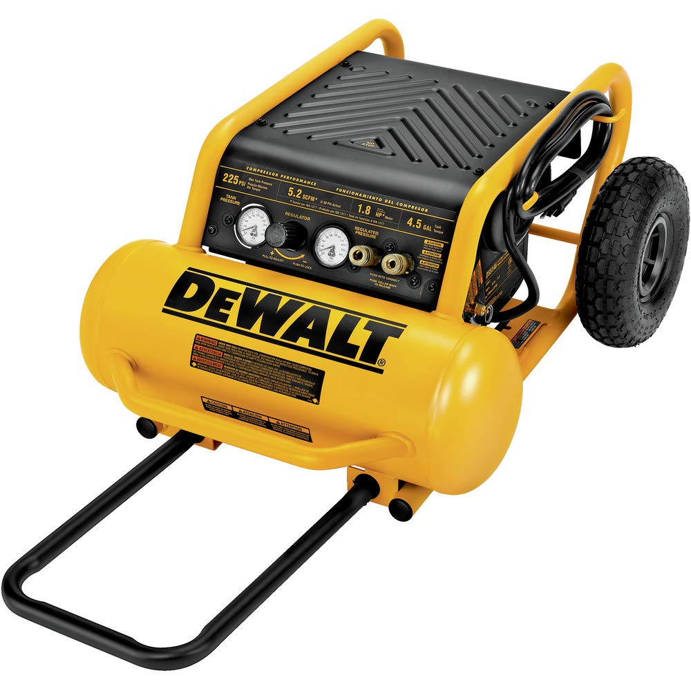 DEWALT Air Compressor, 225-PSI Max, Hand Carry with Wheels, 4-1/2 Gallon (D55146)