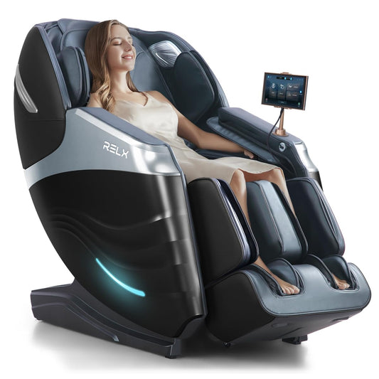 RELX Massage Chair Full Body, 20 Modes Zero Gravity SL-Track Shiatsu Massage Chair Built-in Heat System, Airbag Massage with Body Scan, Deep Yoga Stretch, Calfrest Extension and AI Control(Black)