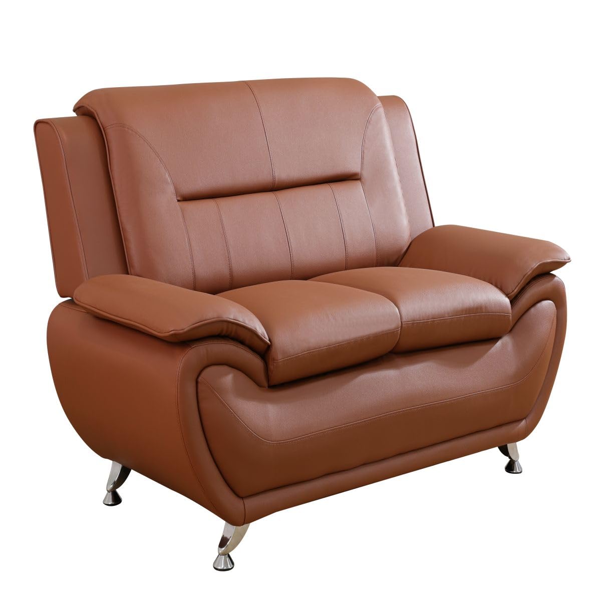 UOCFYK Lounge Comfy Faux Leather Sofa Modern Loveseat Couch for Small Living Room/Dorm/Bedroom/Office/Apartment for Small Spaces, (Orange, Two-Person Seat)