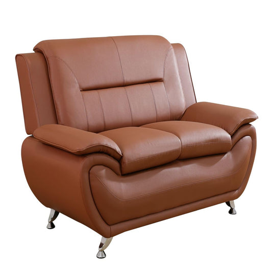UOCFYK Lounge Comfy Faux Leather Sofa Modern Loveseat Couch for Small Living Room/Dorm/Bedroom/Office/Apartment for Small Spaces, (Orange, Two-Person Seat)