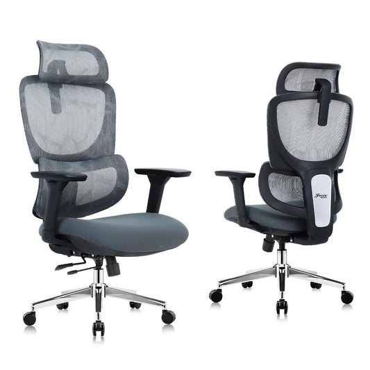 Jacia House Grey Ergonomic Mesh Home Office Chair, Big & Tall Gaming Chair - High-Adjustable Lumbar Support, 4D Armrests, 2D Headrest, 90°~135° Tilting with Lock, Swivel Desk Chairs 600lb Capacity