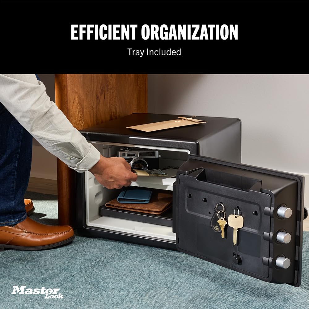 Master Lock Black Premium Fireproof and Waterproof Safe with Digital Keypad, 0.82 cu-ft, STW082GTC