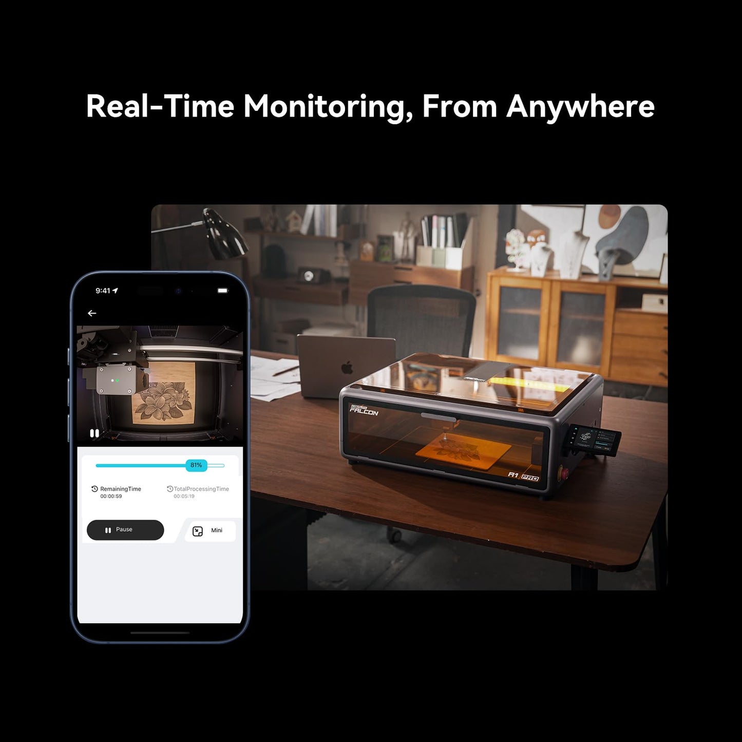Creality Falcon A1 Pro 20W Laser Engraver, 180000mW Output Enclosed Engraving Machine with Touchscreen, Autofocus, App Control, Pre-Assembled Design, Class 1 Safety, Perfect for Wood & Metal