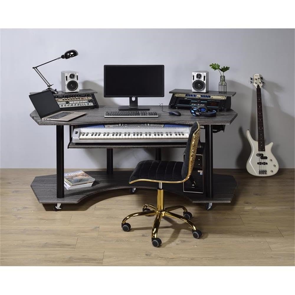 Acme Eleazar Wooden Music Recording Studio Desk in Black Oak