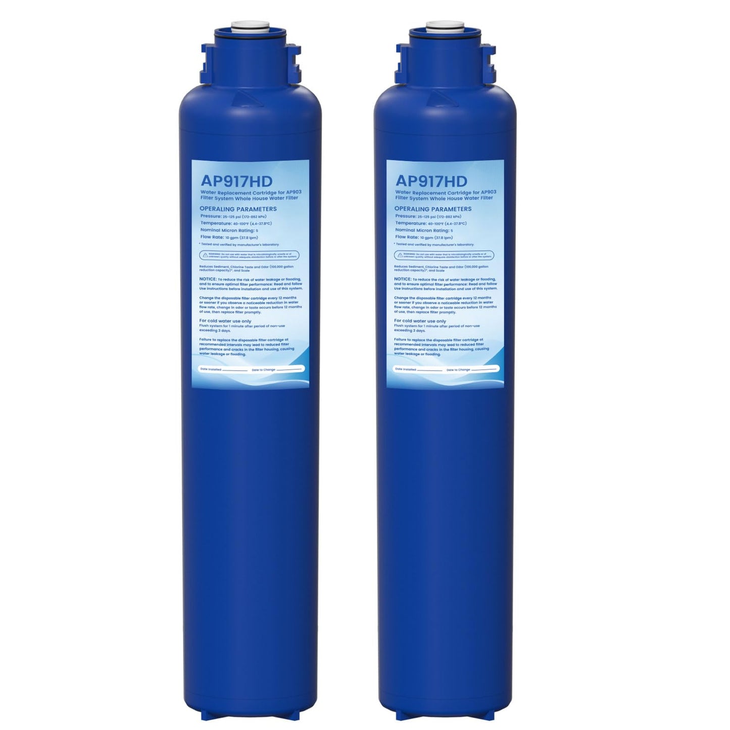 AP917HD AP903 Whole House Sanitary Quick Change Replacement Water Filter Compatible with 3M Aqua-Pure AP903 System, Reduces Sediment, Odor, and Scale 2 Pack