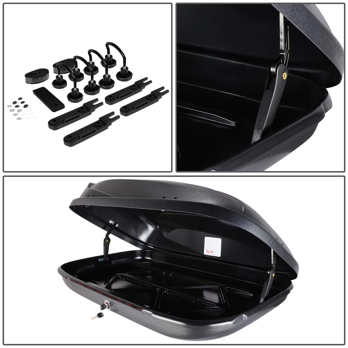 DNA Motoring PT-ZTL-8100-BK Adjustable 120cm Aluminum Roof Rail Cross Bars+Cargo Box w/Lock+Keys,Silver / Black