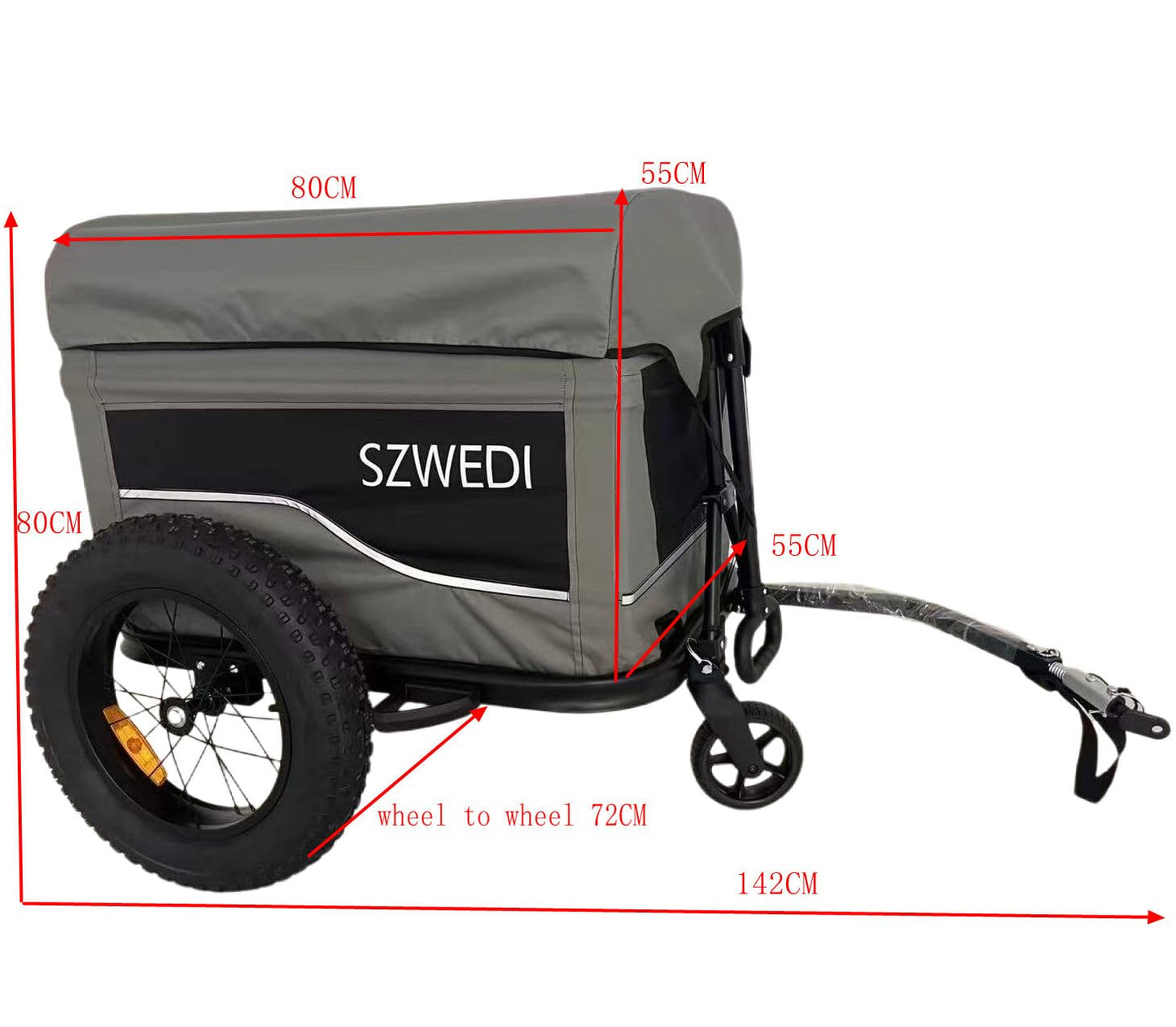 SZWEDI Bike Cargo Trailer&Hand Wagon,100 lbs Load Capacity, Heavy-Duty Bicycle Wagon Cart, Foldable Compact Storage & Quick Release with Universal Hitch, 16" Wheels