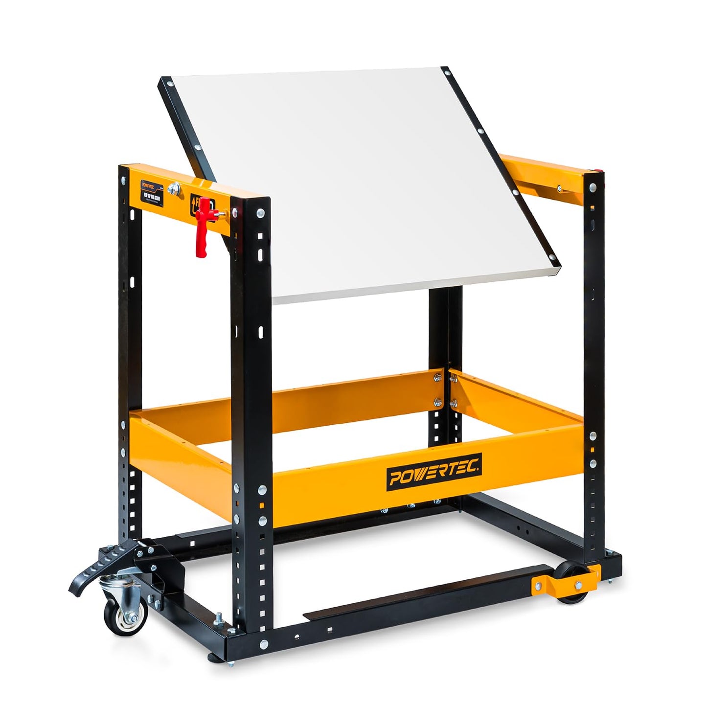 POWERTEC Flip Top Tool Stand with Caster Wheels - Mobile Workbench with 300lb Capacity, for Benchtop Power Tools, Heavy Duty (UT1012), Alloy Steel