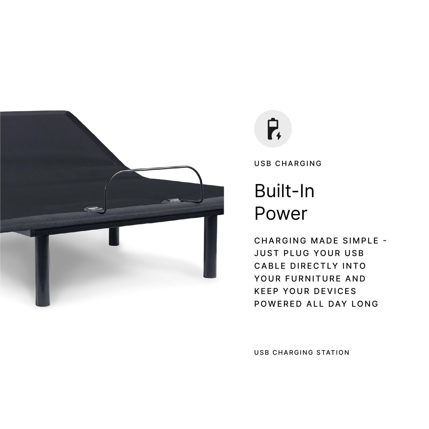 Signature Design by Ashley Head Up Only Foundation Traditional Adjustable Upholstered Head Base with Remote Control and USB Port, Queen, Black
