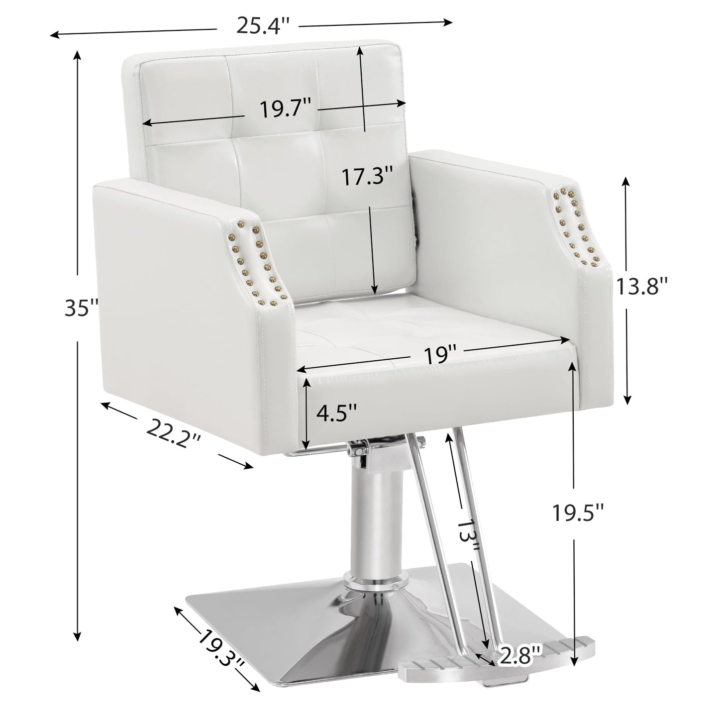 BarberPub Classic Salon Chair for Hair Stylist,Hydraulic Barber Styling Chair,Beauty Salon Spa Equipment 8818 (White)