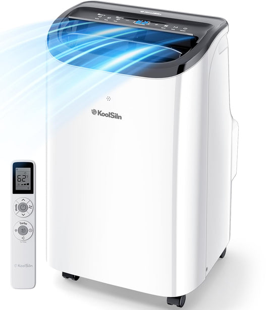 12,000 BTU Portable Air Conditioner Cools Up to 550 Sq.Ft, Auto-Evaporation Low Noise Portable AC Unit with Remote Control Fits for Large Room, Office, Garage, White
