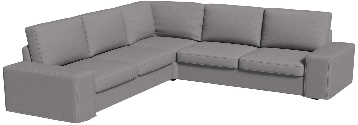 The Heavy and Durable Cotton Kivik Sectional 4 Seat Sofa Cover Replacement is Compatible with IKEA Kivik Corner 2 + 2 Four Seat Couch Slipcover. (Light Gray 2+2)