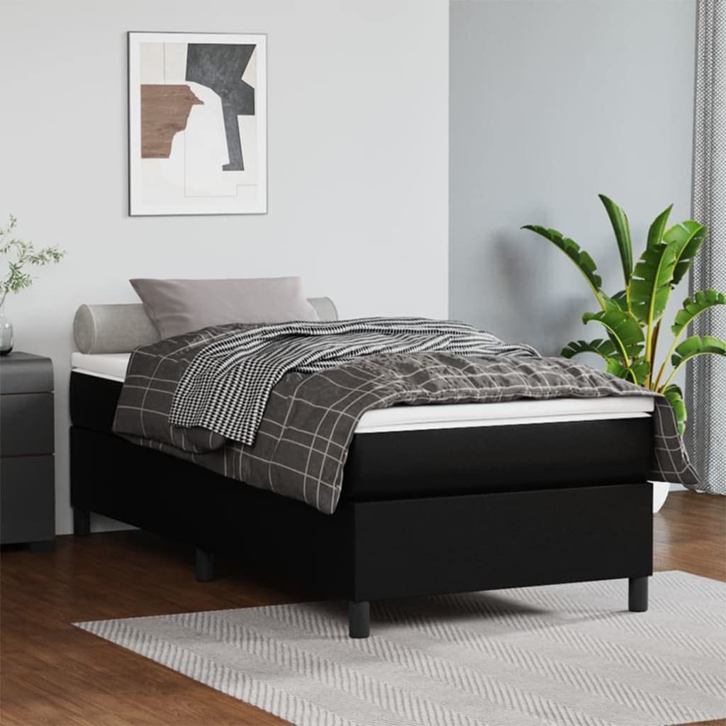 FUDUGEHMIOFWFJJ Split Queen Adjustable Bed,Bed Base,Bed Frame for Adjustable Base,Box Spring Bed with Mattress Black 39.4"x79.9" Twin XL Faux LeatherSuitable for Bedroom, Office, Balcony